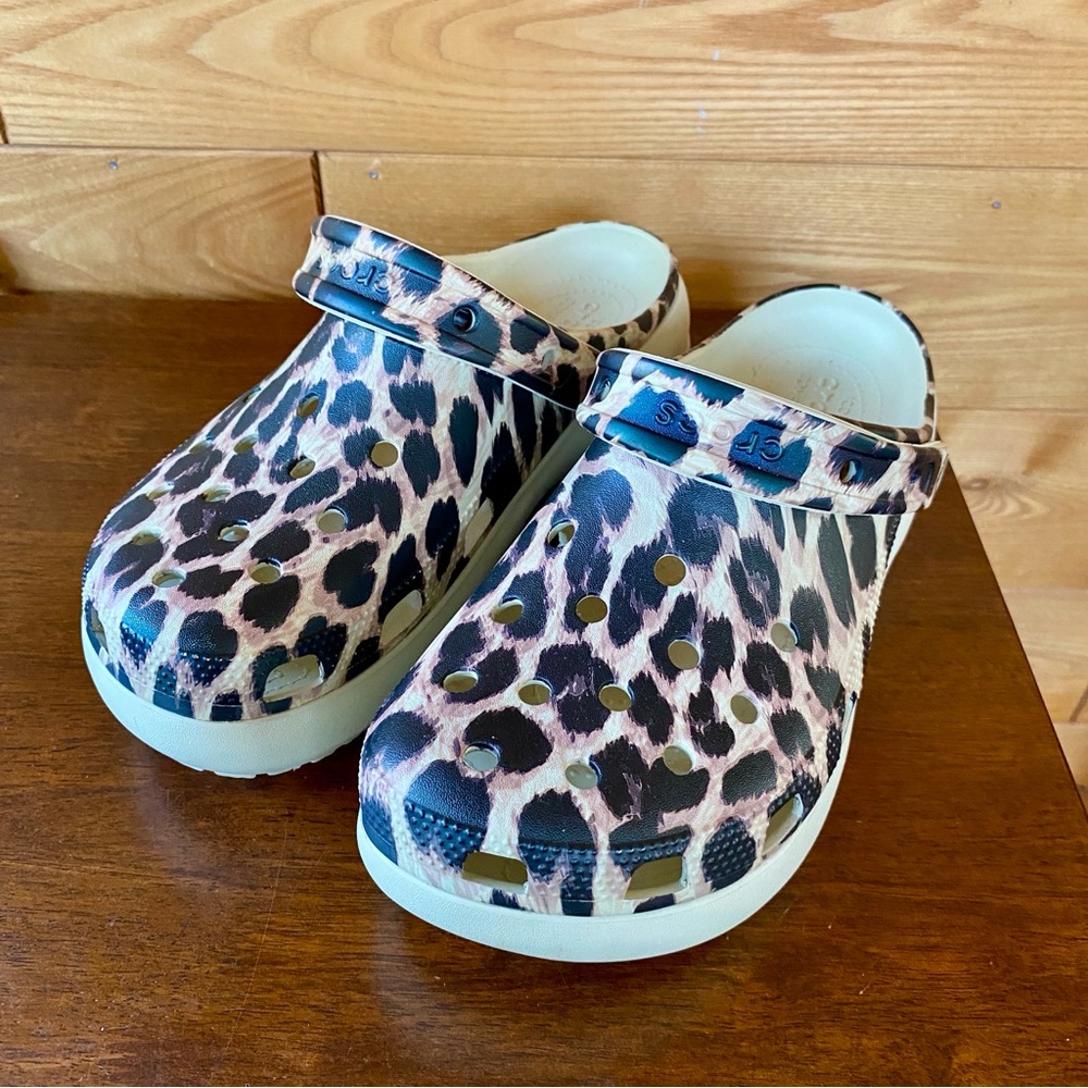 CROCS Leopard Print Classic Animal Remix Platform Clogs